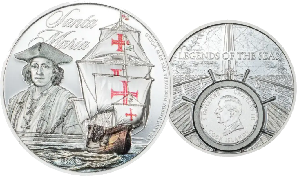 2026, 5 Dollars, Cook Islands Legends of the Sea, Santa Maria