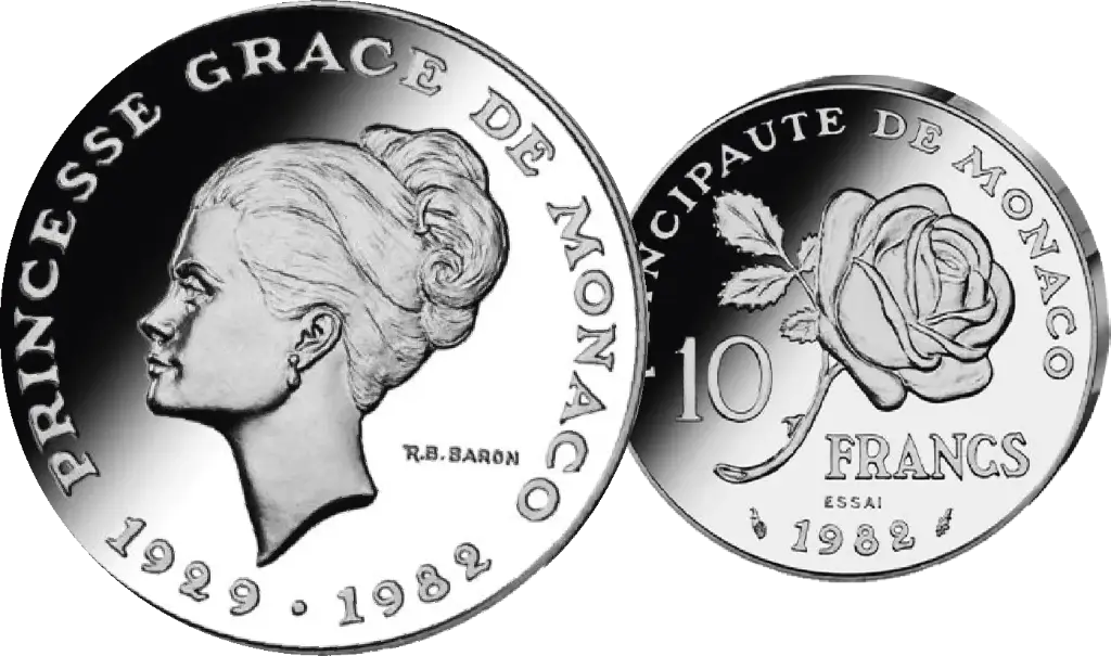 1982, 10 Francs, Grace Kelly, Monaco
