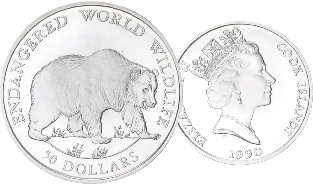 1990, 50 Dollars, Endangered World Wildlife, Cook Islands