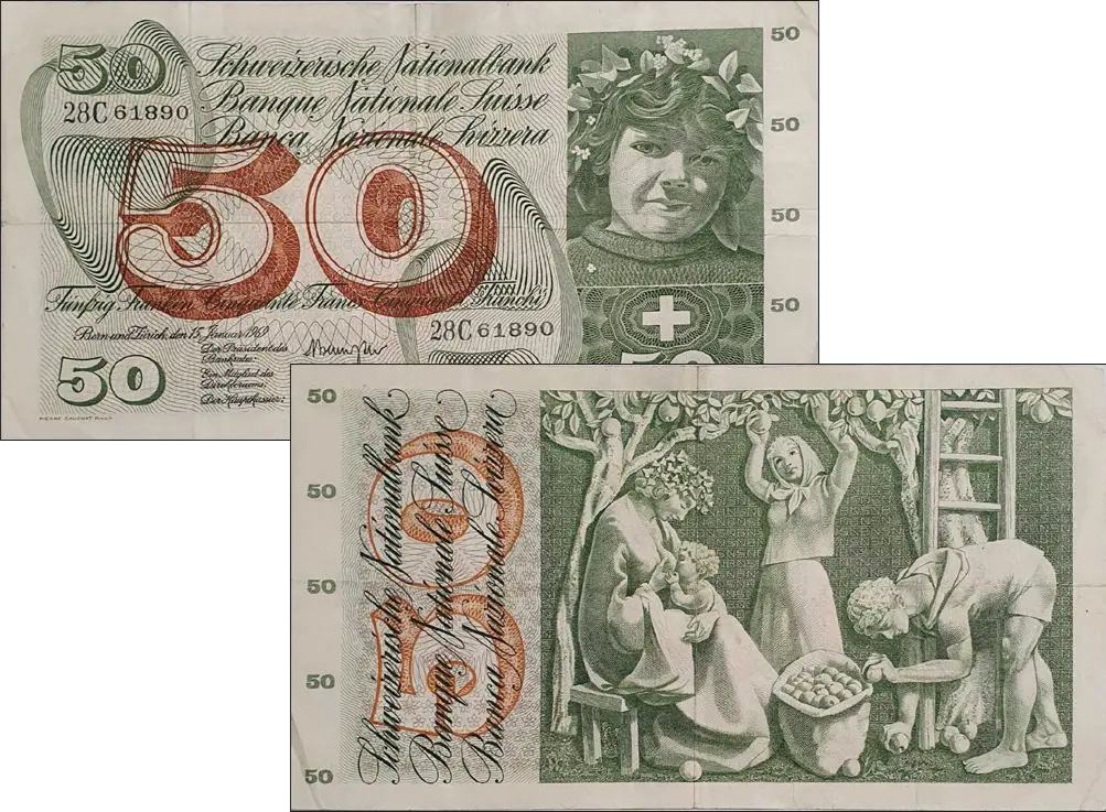 50 Franken Banknote Schweiz, 5. Emission (1955-1974)   