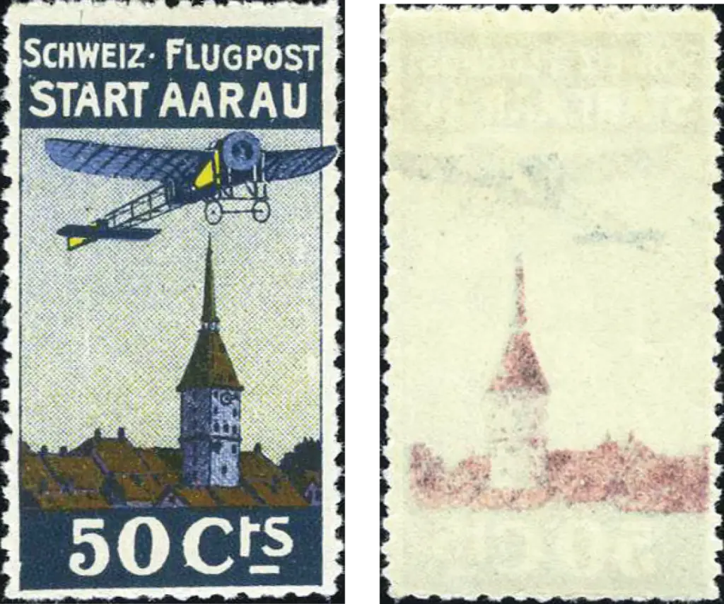 50 Rp. Aarau, rückseitig deutlicher Abklatsch