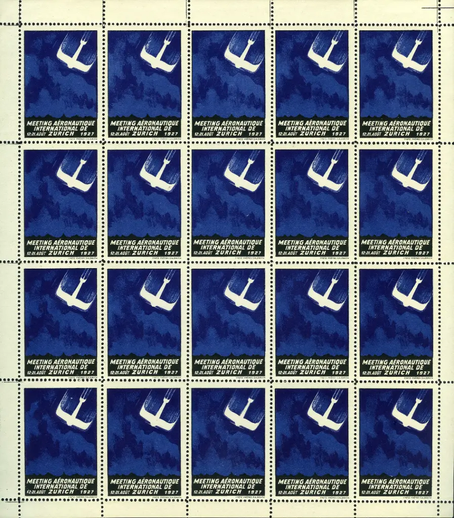 1927, Zweites Flugmeeting Zürich, 20er Originalbogen