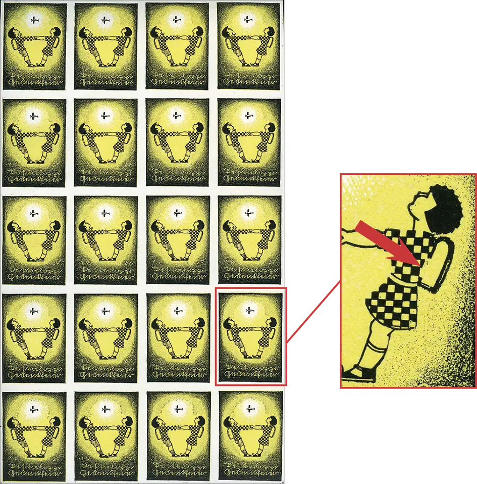 1927, Pestalozzi-Sonderflug Brugg - Yverdon, OK-Vignette Zwei Schulkinder, zitronengelb-schwarz 