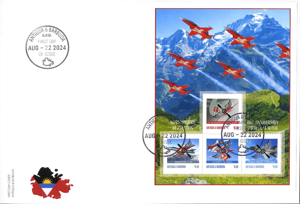 2024, 60 Jahre Patrouille Suisse, Antigua und Barbuda mit Silberaufdruck