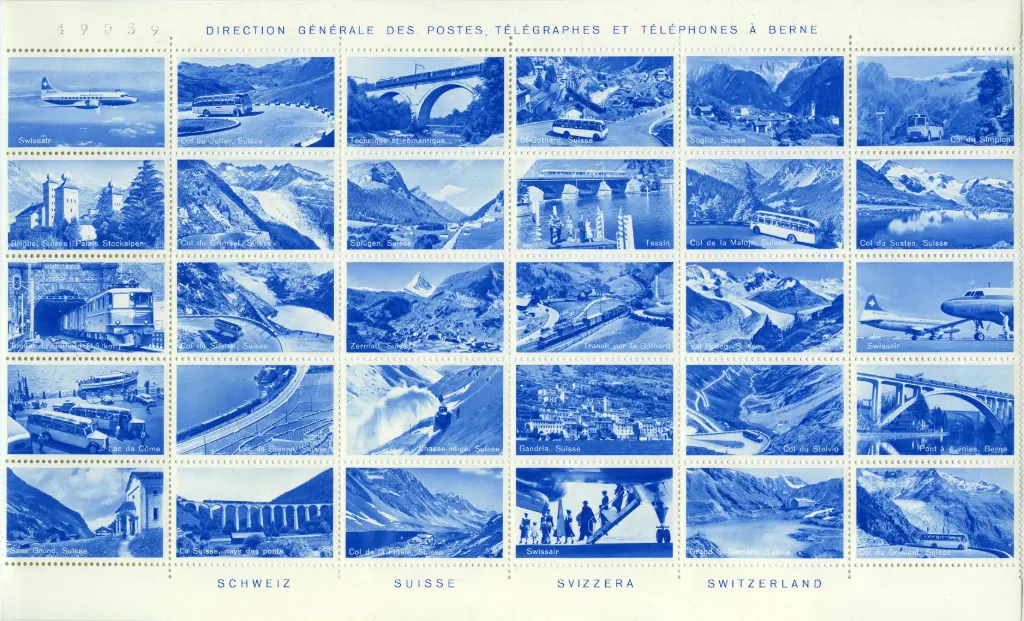 1948 Versuchsdrucke Schweizer Landschaften und Verkehr 