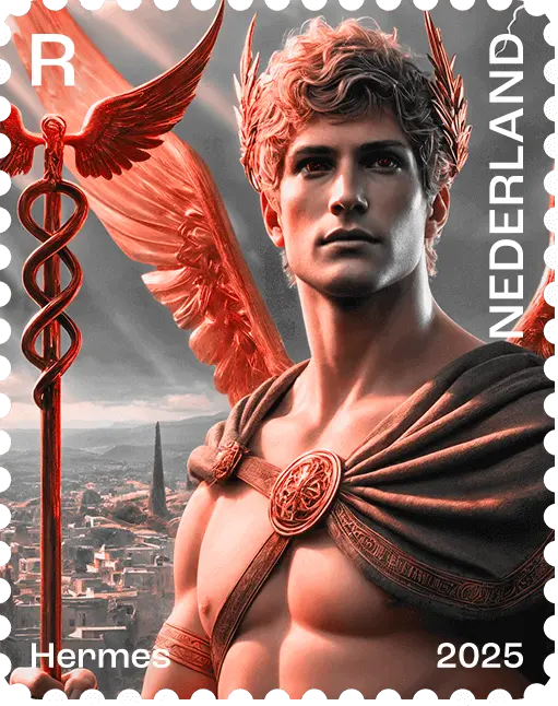 2025, Held*innen der Mythologie "Hermes", Rot, Niederlande