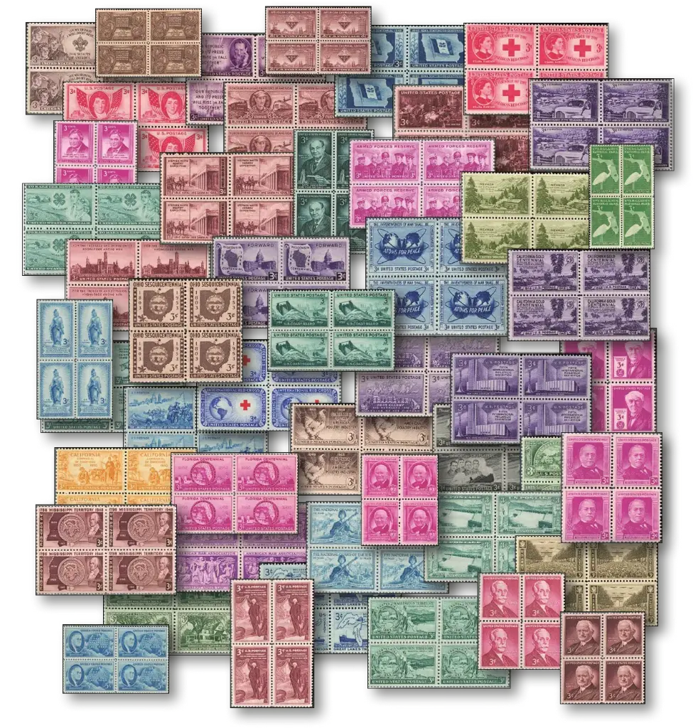 1945-1956, Jubiläums-Lot Klassischer US-Briefmarken, USA
