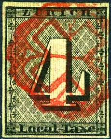 Zürich 4, Type 2, Zürcher-Rosette, farbfrisch, breitrandig, kleine Mängel