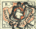 Winterthur 1850 schwarz/braunrot, Plattenfehler