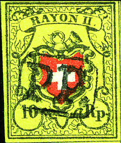 Type 4, Stein A1-0, schwarzer P.P. im Kästchen, sauber und farbenfrisch, gute Erhaltung.