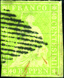 40 Rp. gelboliv, Münchner Druck, 1. Druckperiode