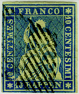 10 Rp. preussischblau (hell), Münchner Druck, 1. Druckperiode
