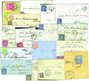 1863-82 BASELLAND-Belege "Sitzende Helvetia", zehn Zwergstempel und sechs weitere.