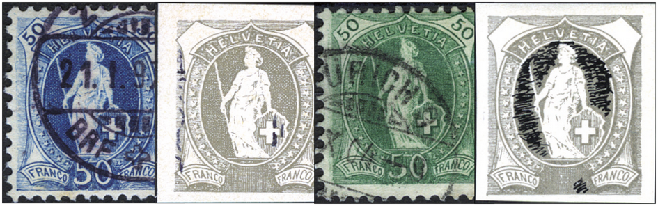 1891-1907, Stehende Helvetia, "Stichelretouche, Plattenfehler"