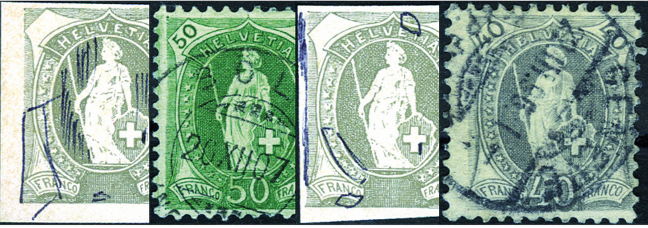 1894-1907, Stehende Helvetia, "Stichelretouche, Plattenfehler"