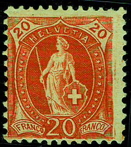 20 Rp. rotorange, "Nachgestochene Platte"