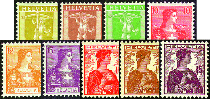 1907-1909, Neue Zeichnungen, Tellknabe im Rahmen u. Helvetia Brustbild I u. II