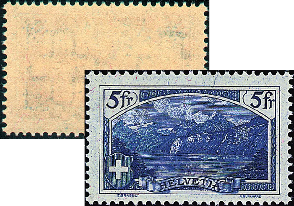 5 Fr. Rütli, ultramarin, glänzender Gummi