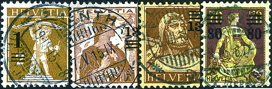 1915, Aufbrauchsausgaben mit neuen Wertaufdrucken