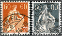 60 Rp. braunorange-gelb u. 80 Rp. grau-hellorange