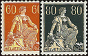 60 Rp. braunorange-gelb u. 80 Rp. grau-hellorange