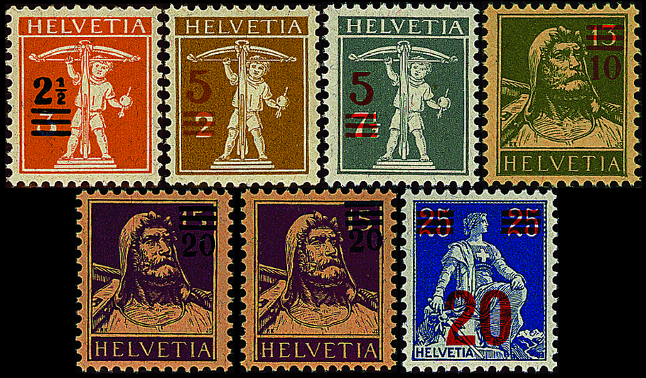 1921, Aufbrauchsausgaben mit neuen Wertaufdrucken