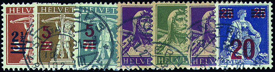 1915-1930, Aufbrauchsausgaben mit neuen Wertaufdrucken
