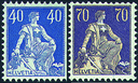 40 Rp. ultramarinblau u. 70 Rp. dunkelviolett, sämisch