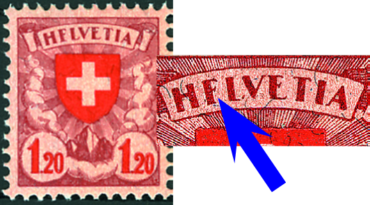 120 Rp. lilarot-rot-rosa, "HFLVETIA"