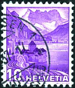 10 Rp. Schloss Chillon, nachgestochene Platte