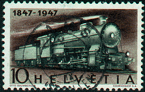 10 Rp. Schnellzugsdamplok, braun-blaugrau-chamois