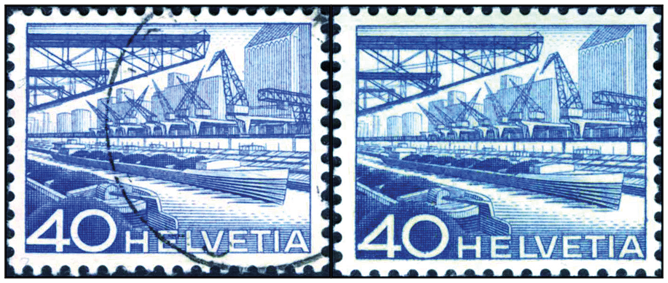 40 Rp. Rheinhafen, "Feiner Strich im Schiff"