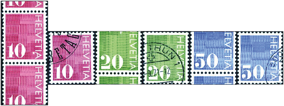 10-50 Rp.Ziffern, im Markenbild getrennte Marke&quot;mit Vergleichsstücken.