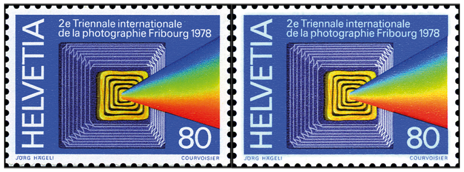 80 Rp. Stilisiert. Photoapparat, "Verlaufener Blaudruck im ganzen Markenbild"