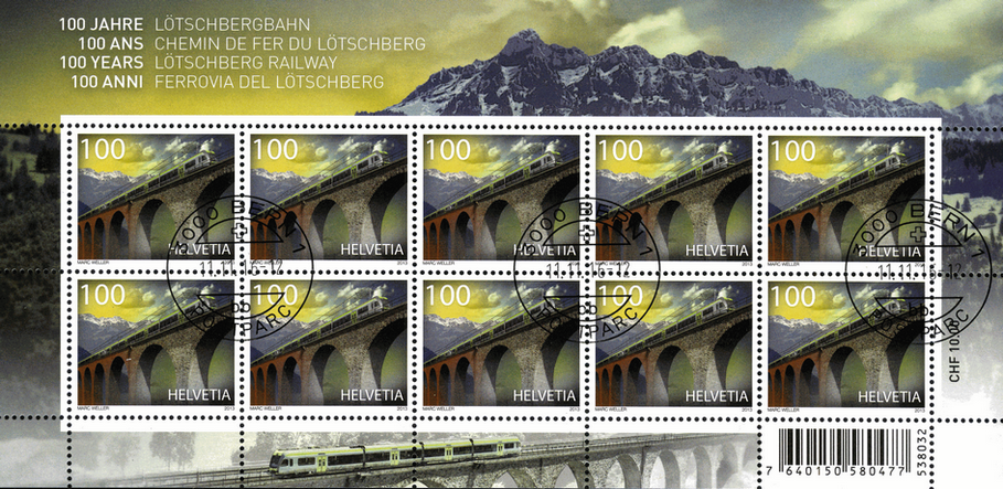 100 Rp. 100 Jahre Lötschbergbahn