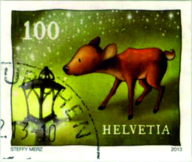 100 Rp. Reh, "UNGEZÄHNT statt gezähnt" auf Original Unterlage