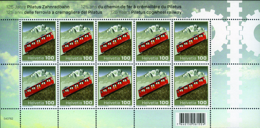 100 Rp. Pilatus Zahnradbahn 125 Jahre