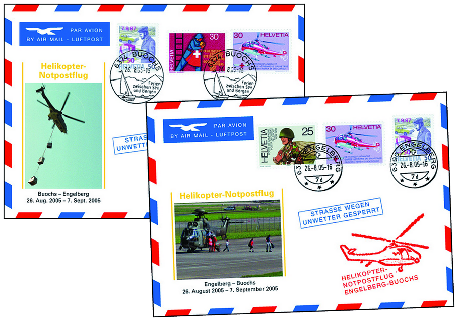 2005, Luftbrücken-Erstflugbelege zur Hochwasserhilfe in Engelberg der Schweizer Armee