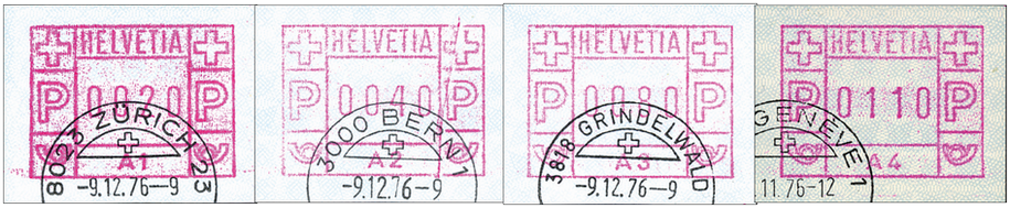 1976, ATM-Typ 1, mit Automatenbezeichnung A1-A4