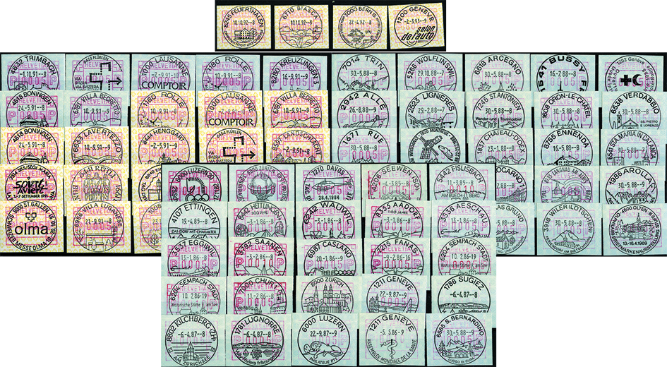 1983-1993, ATM-Kollektion mit über 100 verschiedenen Werbedatum-und Sonderstempeln, meist Ersttag,