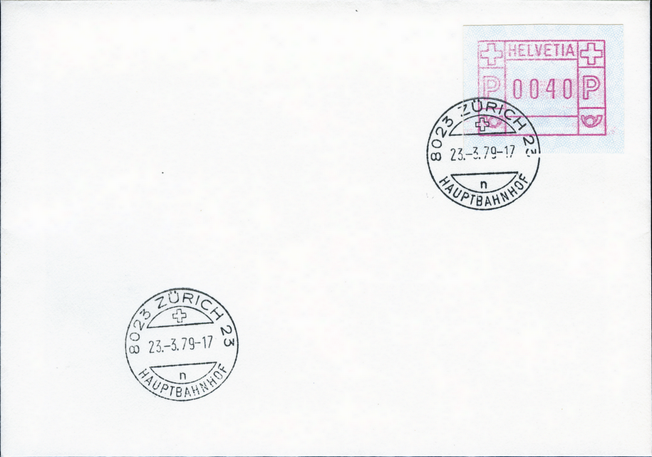 1979, ATM-Typ 3, "Lila, Fasermelierung, Helvetia klein, Ziffertype schmal"