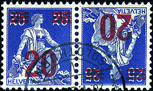 20 auf 25 Rp. blau-hellblau