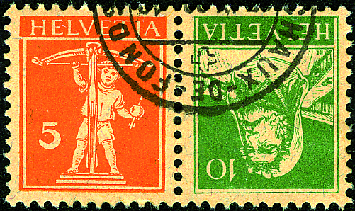 5+10 Rp. rotorange und grün
