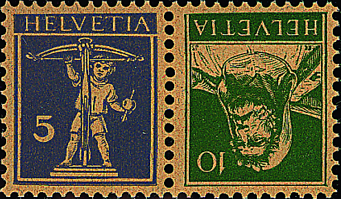 5+10 Rp. grauviolett und grün