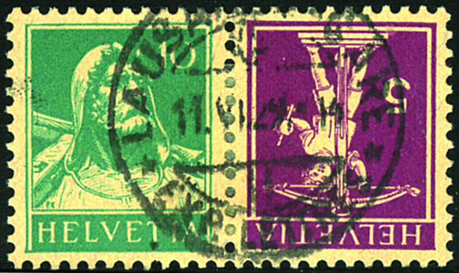 5+10 Rp. rotlila und blaugrün