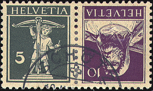 5+10 Rp. olivgrün und d'violett