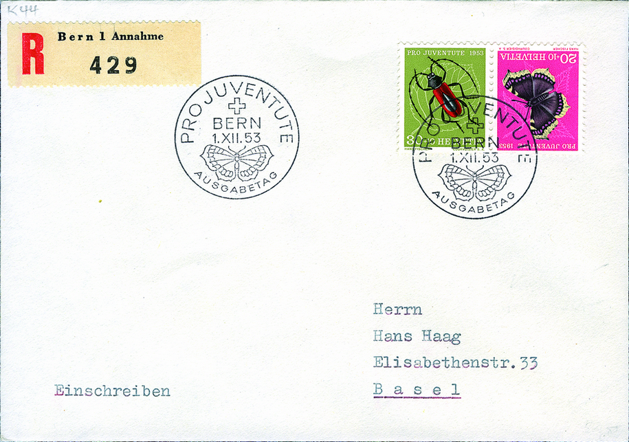 20+30 Rp. Trauermantel, 30+20 Rp. Purpur-Bockkäfer