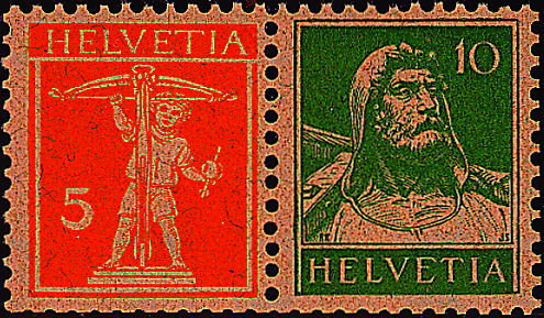 5+10 Rp. rotorange u. grün