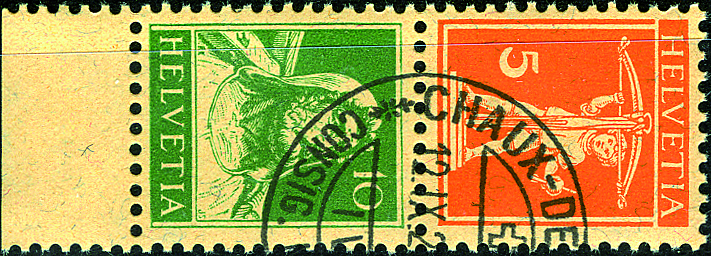 5+10 Rp. rotorange u. grün