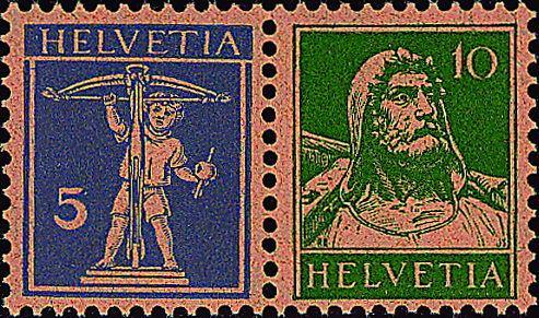 5+10 Rp. grauviolett und grün